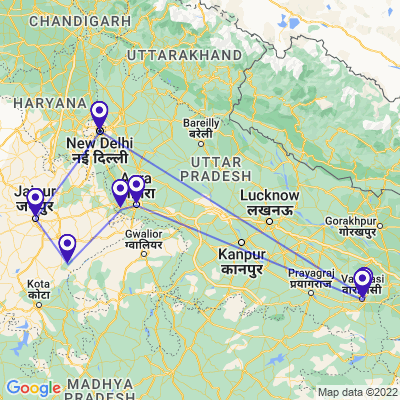 tourhub | Holidays At | India Highlights with Varanasi | Tour Map