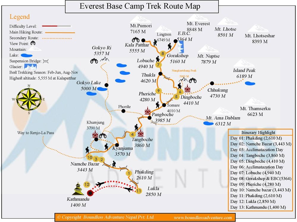 tourhub | Boundless Adventure P. Ltd. | Everest Base Camp Trek | Tour Map