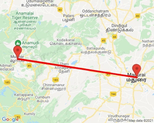 tourhub | Agora Voyages | Enchanting Munnar Tour from Madurai | Tour Map