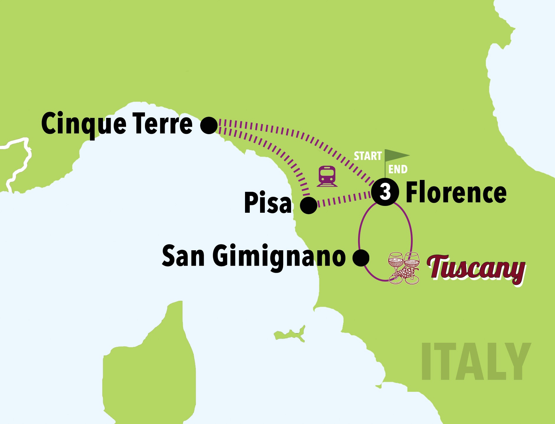 tourhub | Italy on a Budget tours | The Best of Tuscany | Tour Map