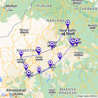tourhub | Panda Experiences | Historical Rajasthan | Tour Map