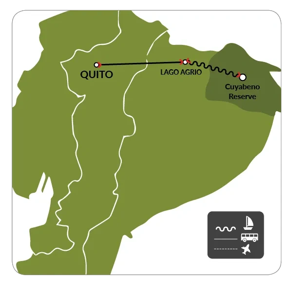 tourhub | Ecuador Galapagos Travels | 5 Days Amazon Lodge Cuyabeno Reserve | Tour Map
