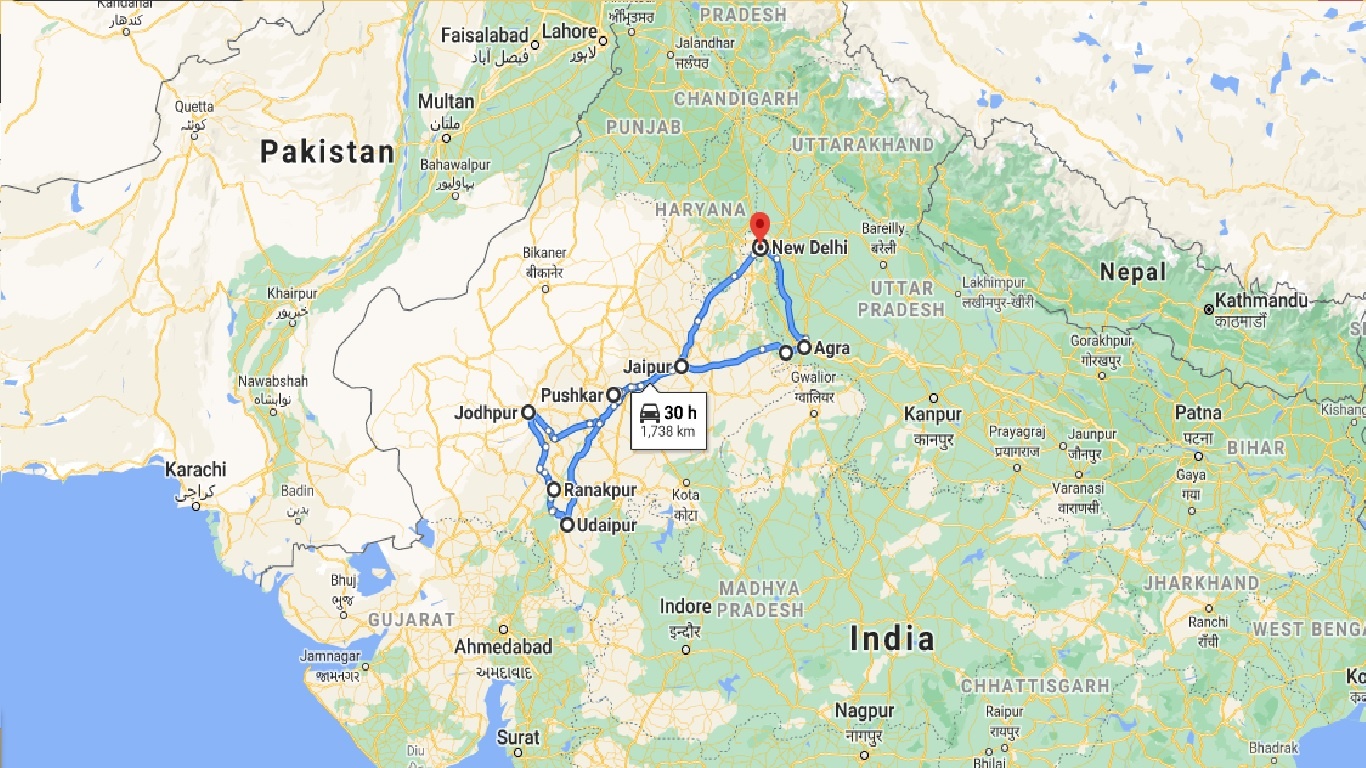 tourhub | UncleSam Holidays | Rajasthan Cultural Tour | Tour Map
