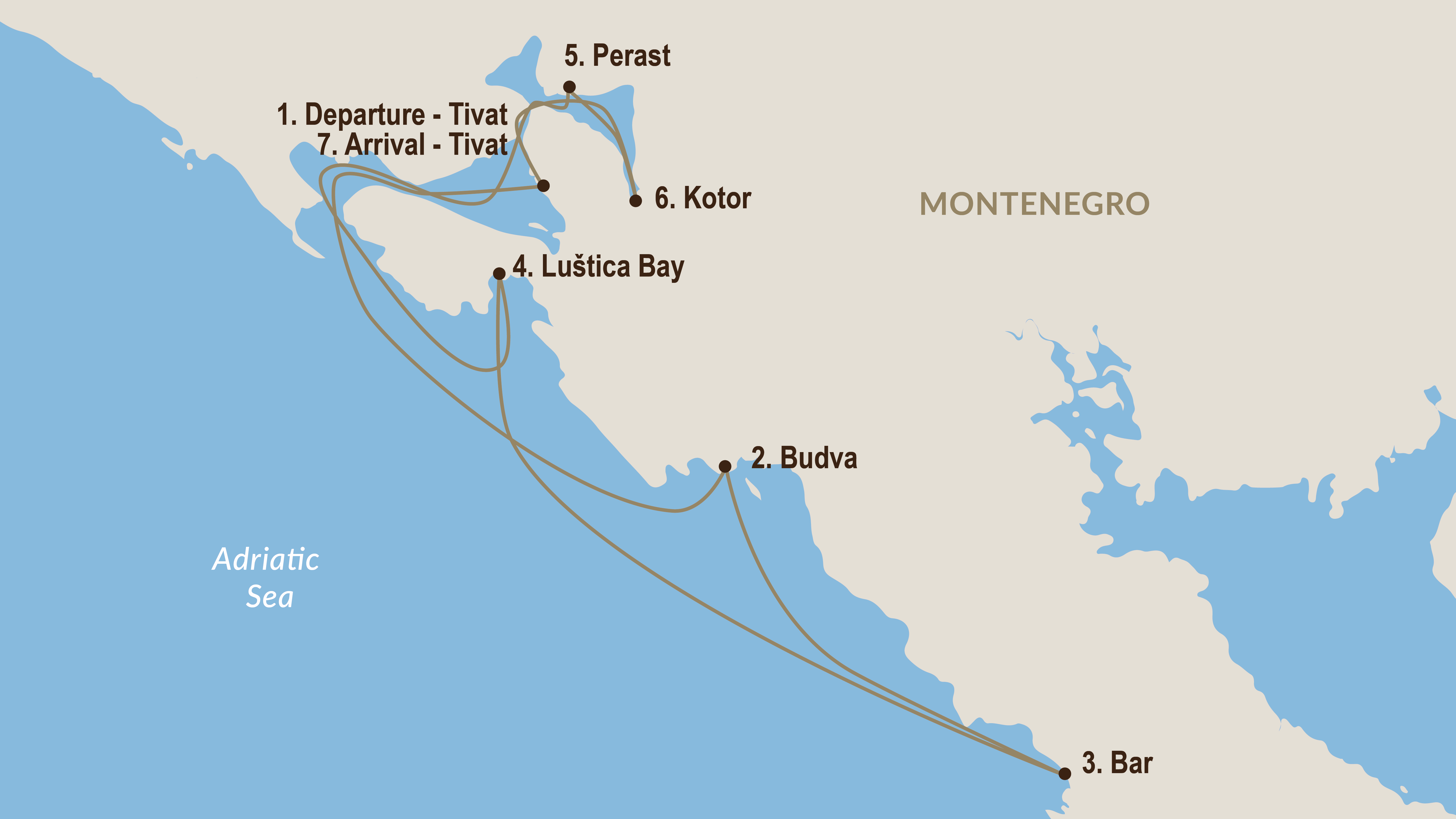 tourhub | Dm Yachting Cruises | Scenic Montenegro Cruise | Tour Map