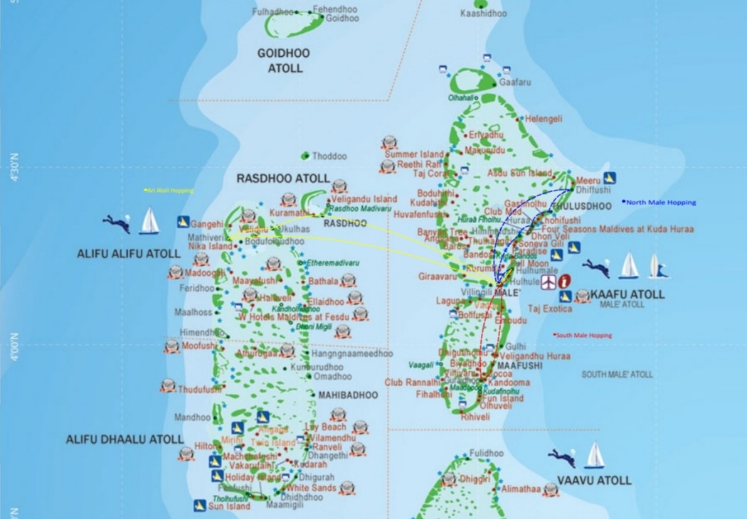 tourhub | Secret Paradise Maldives | North Ari Island Hopping | Tour Map