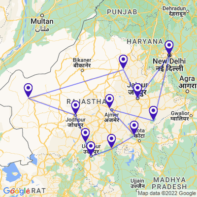 tourhub | UncleSam Holidays | Rajasthan Tour from New Delhi | Tour Map