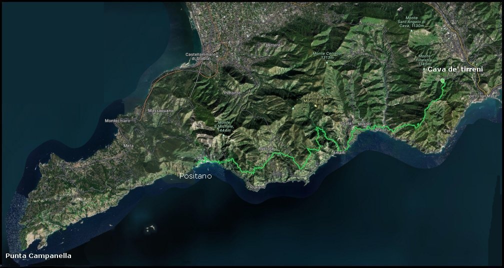 tourhub | Go in Italy | Trekking Amalfi Coast (4 Days) | Tour Map