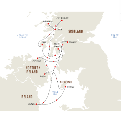 tourhub | HX Hurtigruten Expeditions | Scottish Whisky Trail & Irish Sea Expedition | Tour Map