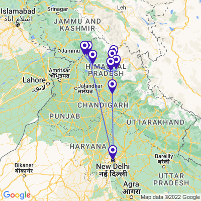 tourhub | UncleSam Holidays | Himachal Holiday Tour | Tour Map