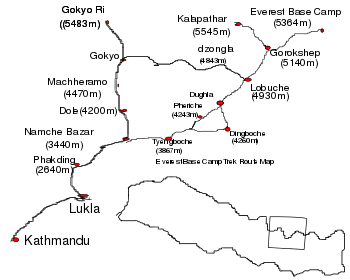 tourhub | Sherpa Expedition & Trekking | Everest Base Camp Trek 15 Days | Tour Map