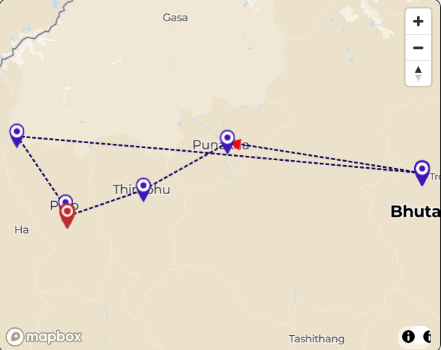 tourhub | World Tour Plan | Laya Gasa Trek | Tour Map