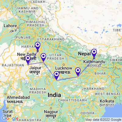 tourhub | UncleSam Holidays | Amazing India with Nepal | Tour Map