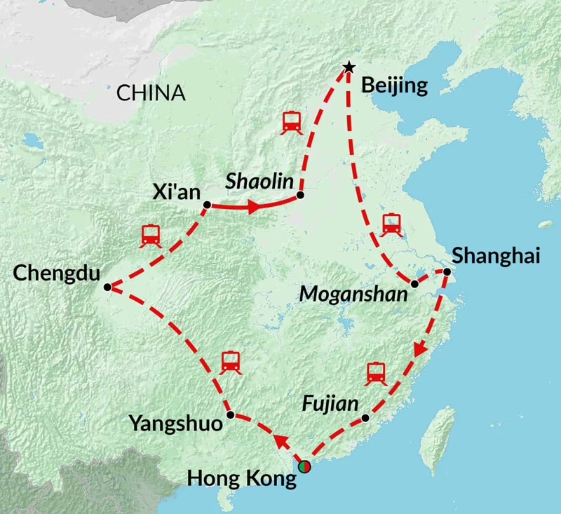 tourhub | Encounters Travel | China on a Shoestring tour | Tour Map