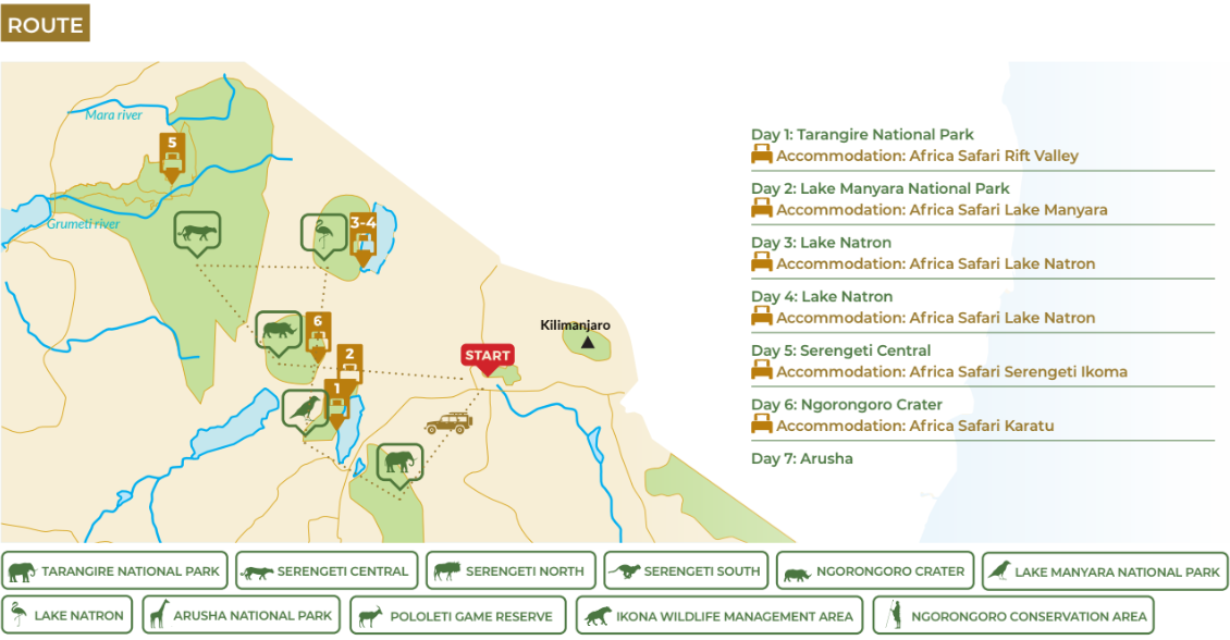 tourhub | Beach and Safari Holidays | Beyond the Savannah: Tanzania's Hidden Gems Revealed | Tour Map