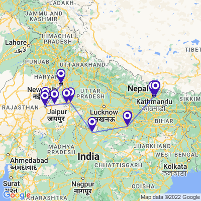 tourhub | Panda Experiences | Amazing India with Nepal Tour | Tour Map