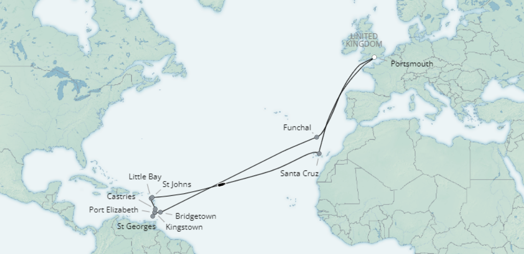 tourhub | Saga Ocean Cruise | Tropical Shores of the Caribbean | Tour Map