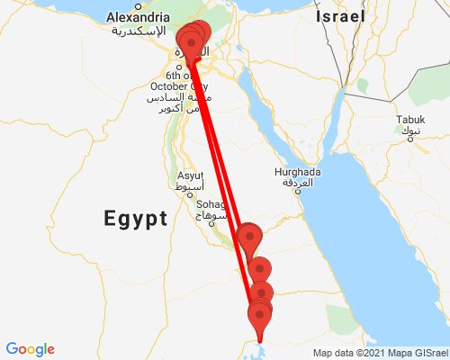 tourhub | Egypt Best Vacations | 7 Day Egypt Tour: Cairo, Luxor And Aswan – No Nile Cruise | Tour Map