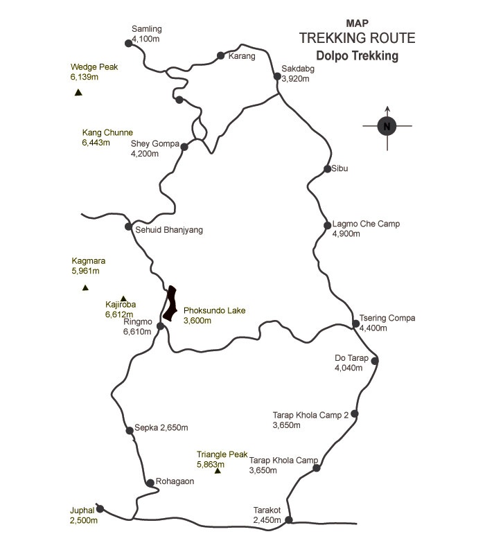 tourhub | Sherpa Expedition & Trekking | Upper Dolpo Trek | Tour Map