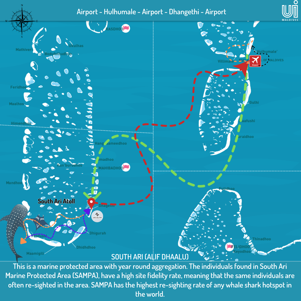 tourhub | UI Maldives | Maldives - South Ari Atoll Whale Shark Safari | Tour Map