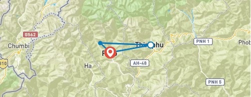 tourhub | Bhutan Acorn Tours & Travel | Discover Bhutan in 4 Days | Tour Map