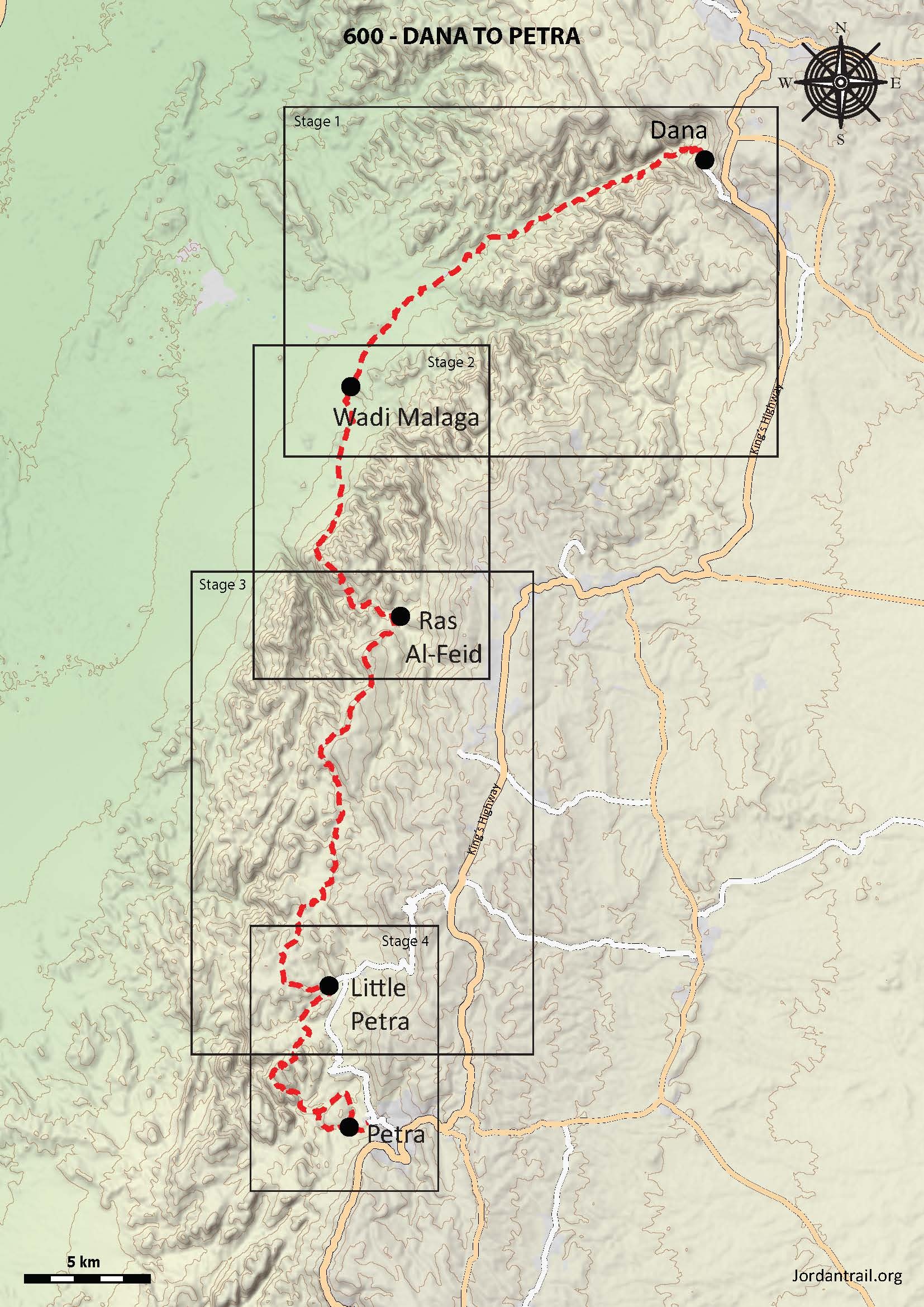 tourhub | Desert Moon Tours | Dana to Petra Trek | Tour Map