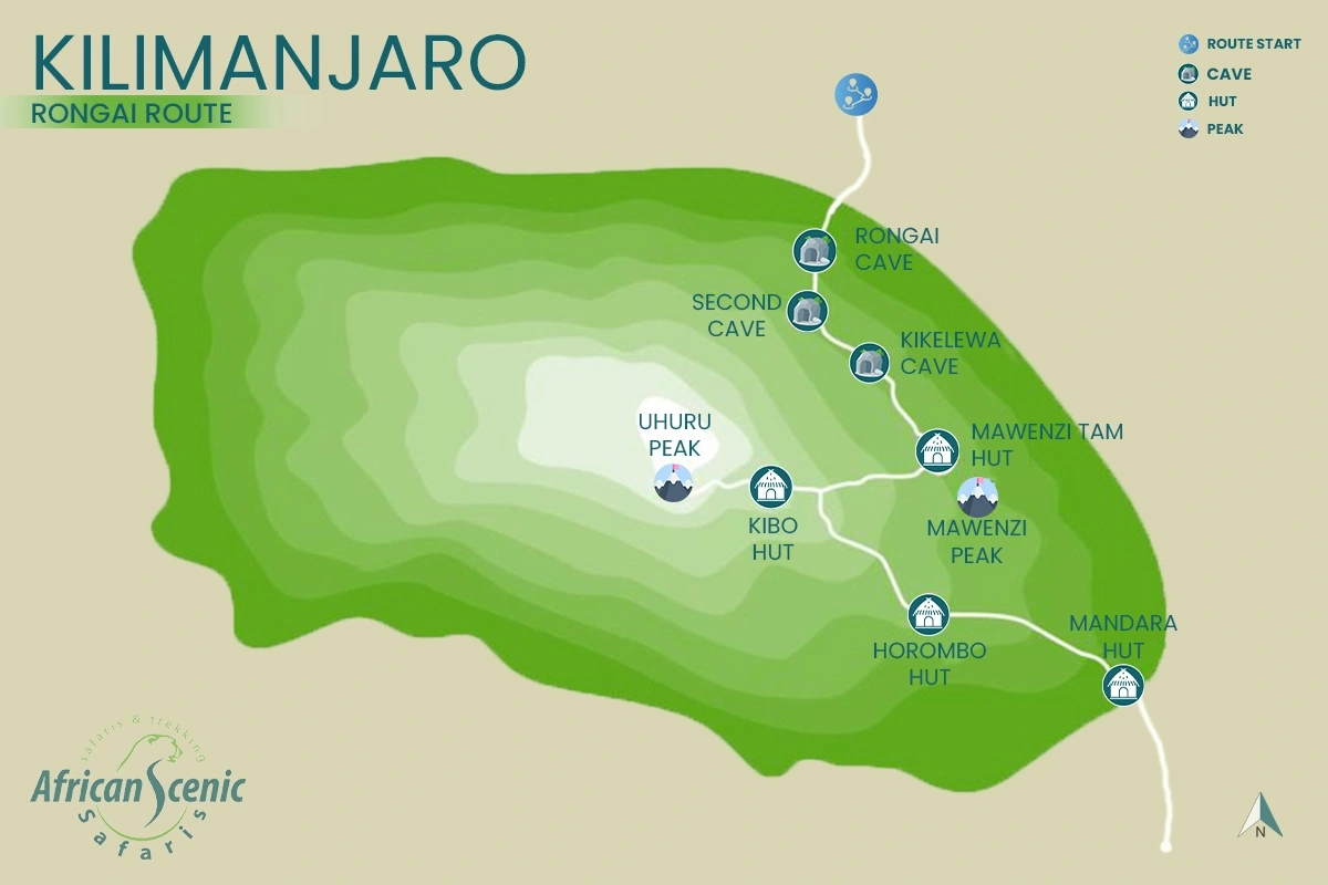 tourhub | Moipo Adventures | Kilimanjaro Climbing Tours via Rongai route | Tour Map
