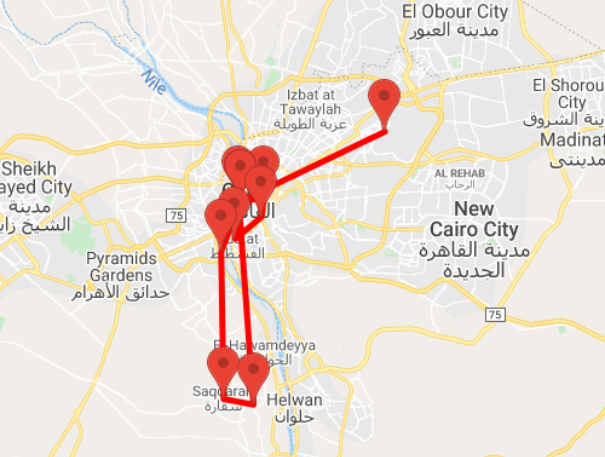 tourhub | Ancient Egypt Tours | 5 Days pyramids and Cairo Sightseeing  (3 destinations) | Tour Map