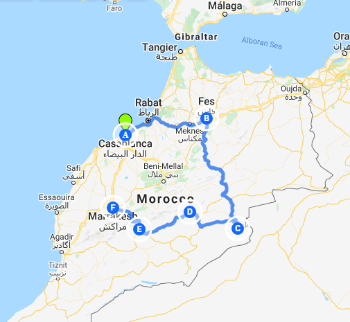 tourhub | Morocco Private Tours | Luxury Morocco: Casablanca to Marrakech via the Desert - 8 Days | Tour Map