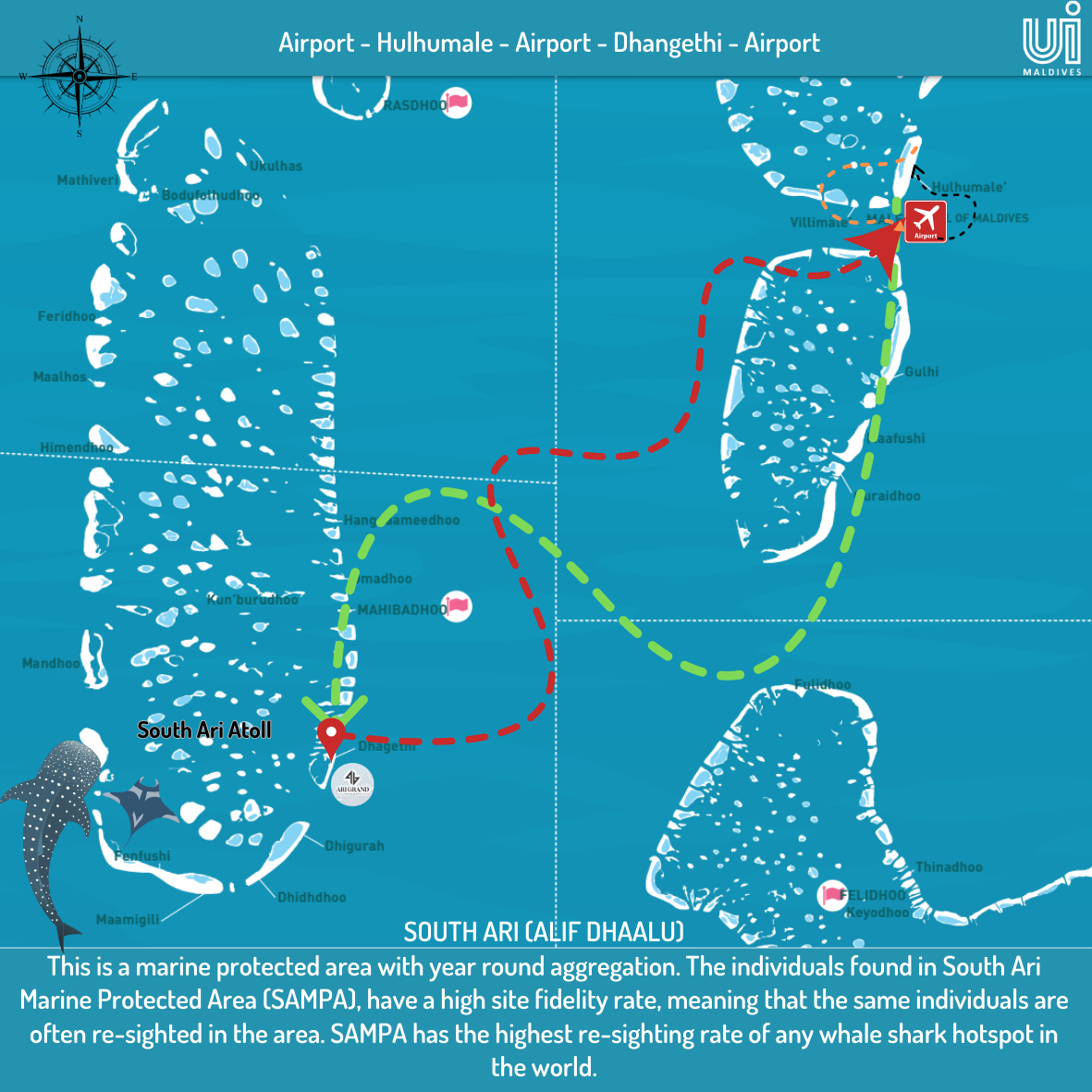 tourhub | UI Maldives | Maldives - 7 days - Hulhumale + Dhangethi | Tour Map