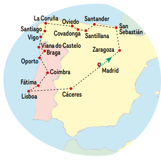 tourhub | VPT TOURS | 12 Days North of Spain & Lusitania (Sundays) | Tour Map