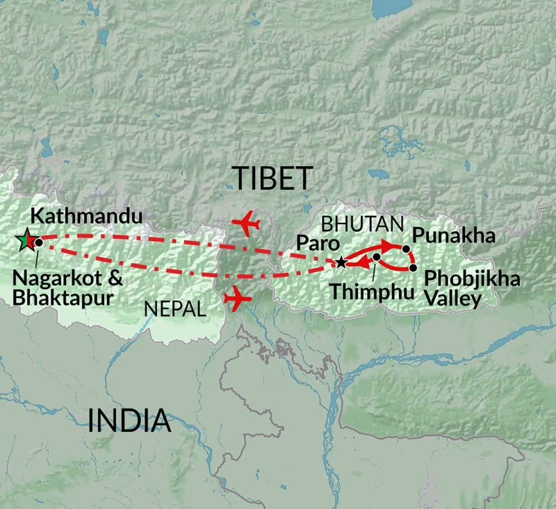 tourhub | Encounters Travel | Himalayan Kingdoms | Tour Map