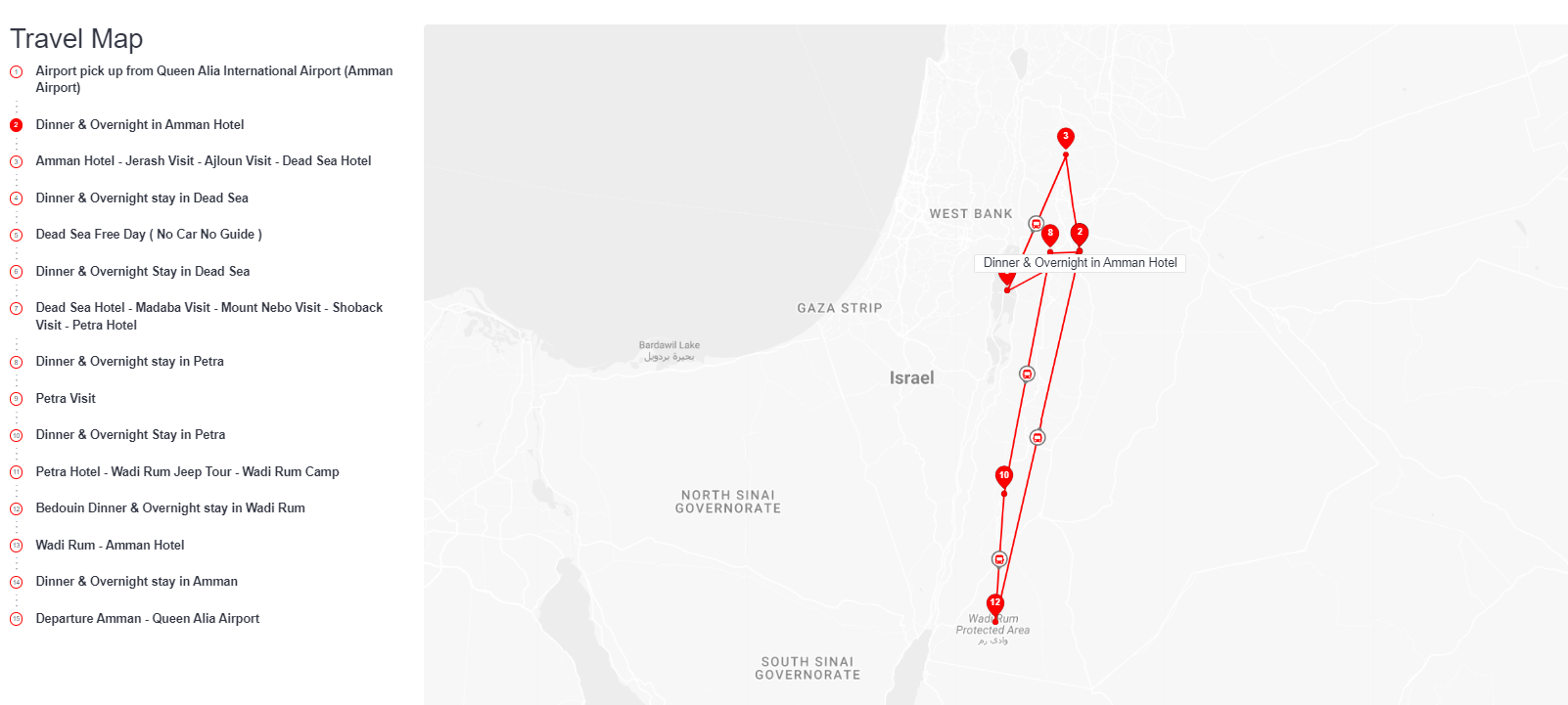 tourhub | Travco Jordan | Adventures of Jordan with 3* accommodation | Tour Map