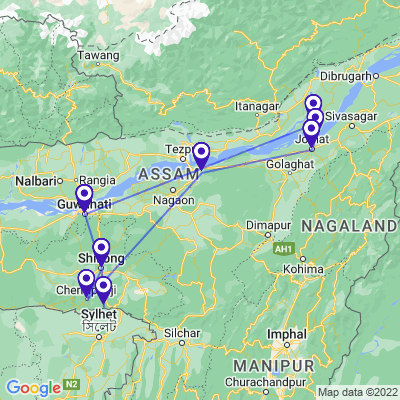 tourhub | Panda Experiences | Amazing North East India Tour | Tour Map