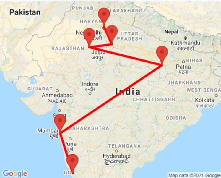 tourhub | GeTS Holidays | MAJESTIC INDIA | Tour Map