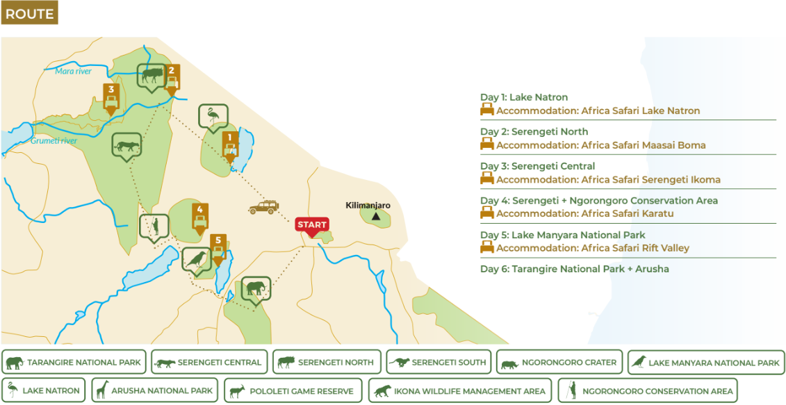 tourhub | Beach and Safari Holidays | Beyond Borders: A Tanzanian Adventure Through Landscapes & Wildlife | Tour Map