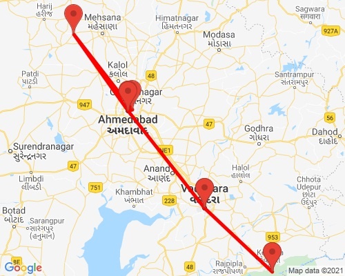 tourhub | Agora Voyages | Ahmedabad & Statue of Unity Tour | Tour Map