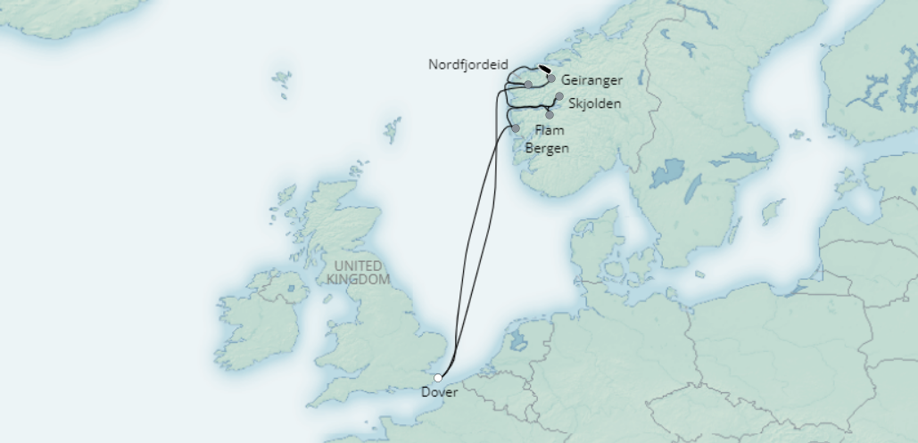 tourhub | Saga Ocean Cruise | Fjordland Wonders | Tour Map