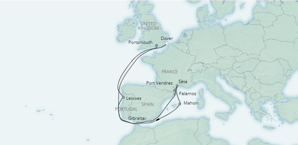 tourhub | Saga Ocean Cruise | Catalan Coastline of the Mediterranean | Tour Map