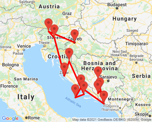 tourhub | Indogusto | Croatia Explorer -Zagreb, Split, koracula, Dubrovnik | EUCR02 | Route Map