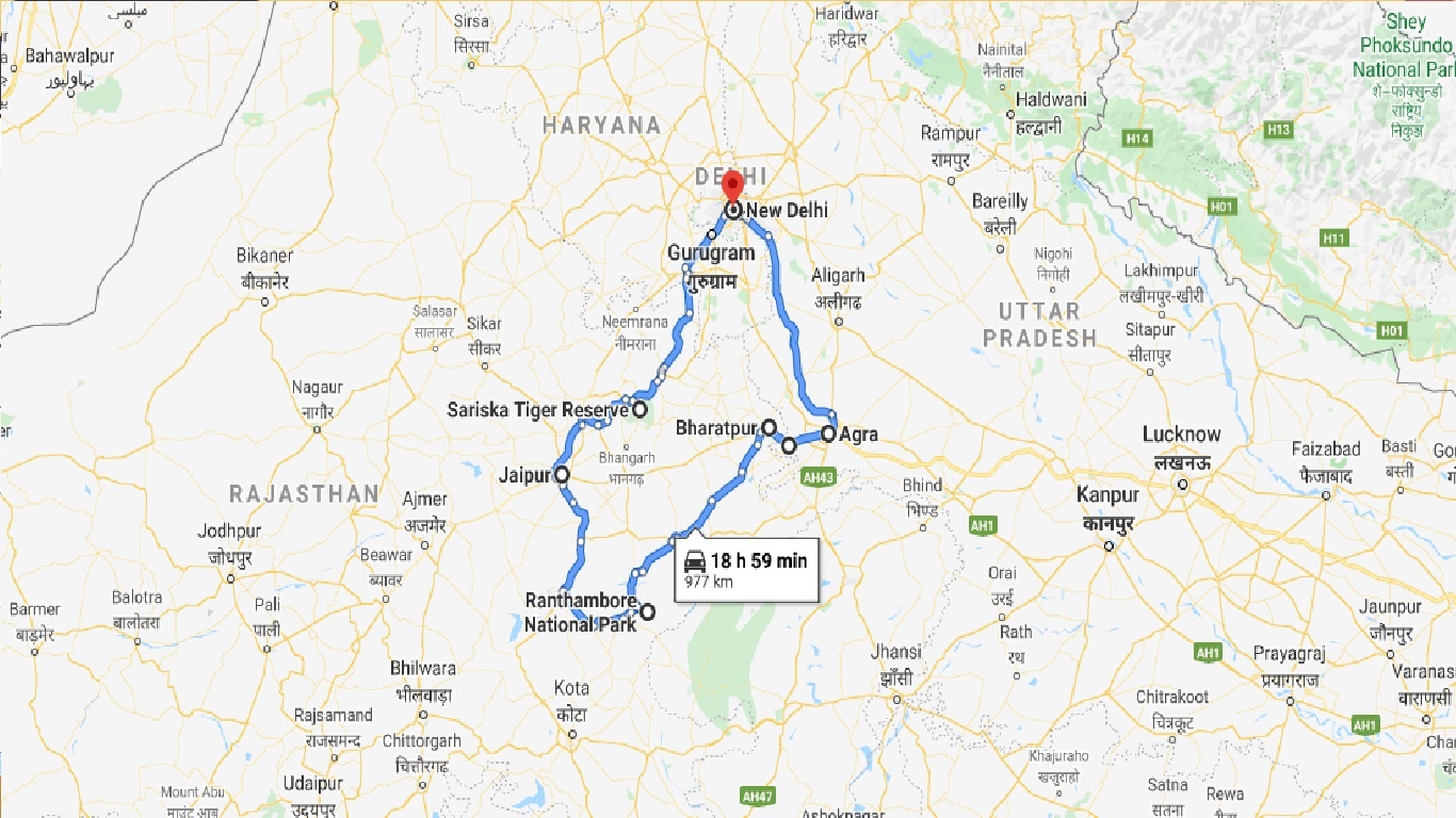 tourhub | UncleSam Holidays | 10 Days Rajasthan & Wildlife | Tour Map