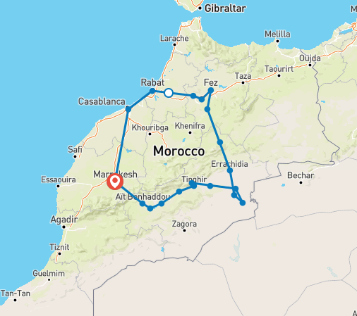 tourhub | Best Tours Morocco | Marrakech to Marrakech: A Grand Moroccan Experience | Tour Map