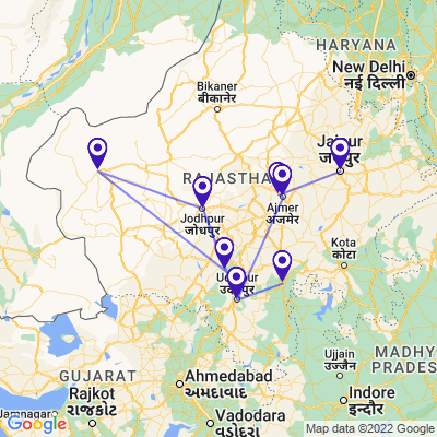 tourhub | UncleSam Holidays | Royal Rajasthan Tour | Tour Map