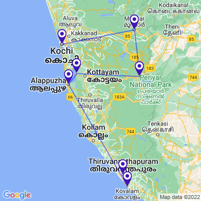 tourhub | Holidays At | Women Special Kerala Tour | Tour Map
