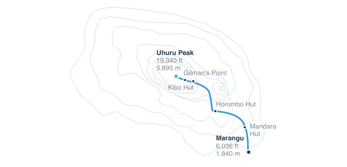 tourhub | Spider Tours And Safaris | MOUNT KILIMANJARO  CLIMBING THROUGH MARANGU ROUTE 6  DAYS  TANZANIA | Tour Map