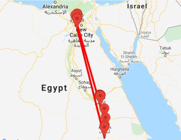 tourhub | Ancient Egypt Tours | 8 Days Cairo and Nile Cruise Holiday (5 destinations) | Tour Map