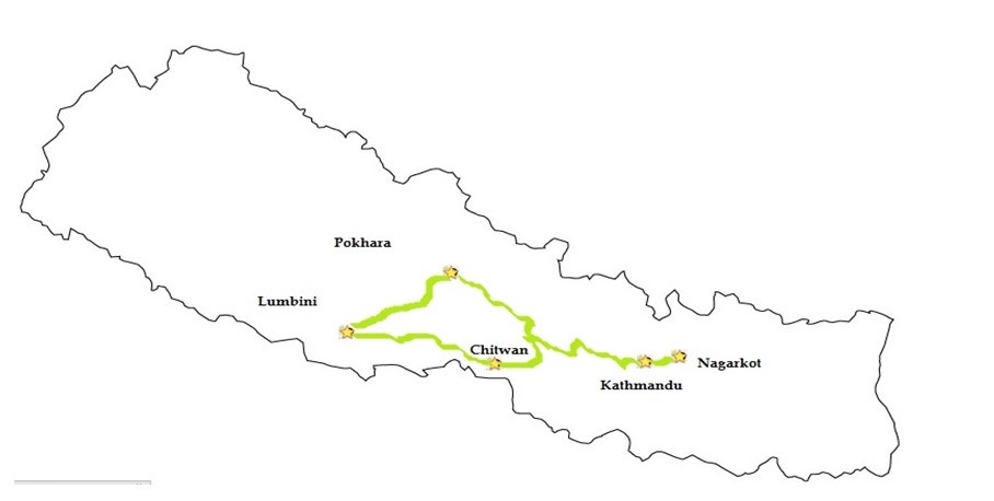 tourhub | Nepal Tour and Trekking Service | Grand Nepal Round Trip - 10 Days | Tour Map