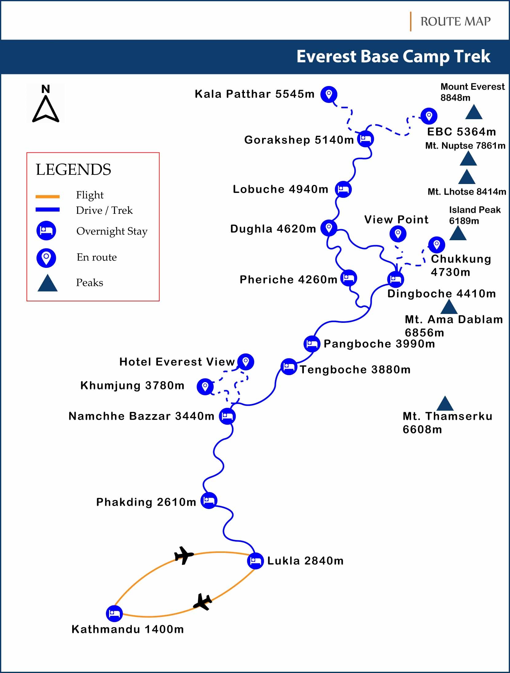 tourhub | Trek Central Pvt Ltd | Everest Base Camp Trekking | Tour Map