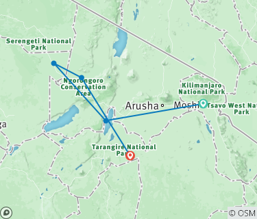 tourhub | Spider Tours And Safaris | 6Days Camping Adventure Safari | Tour Map