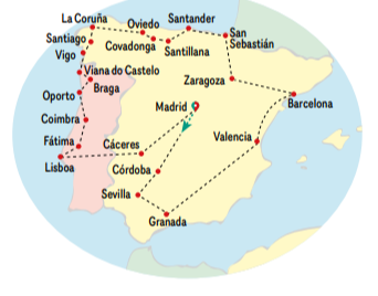 tourhub | VPT TOURS | 18 Days IBERIAN TOUR | Tour Map