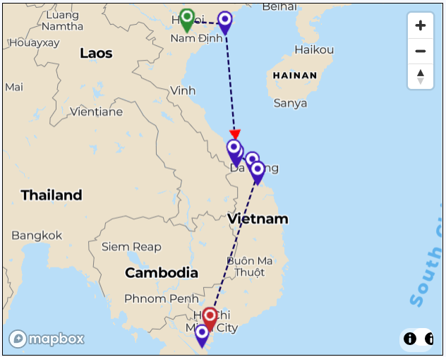 tourhub | Lang Thang.Travel | Vietnam Essence: 8-Day Journey Through Culture and Nature | Tour Map